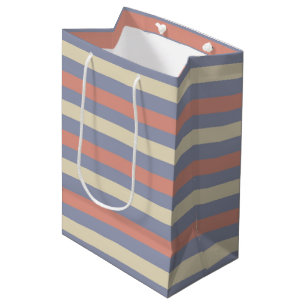 Pastel yellow, orange and blue stripes medium gift bag