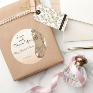 Pastel Yellow Peach Mauve Bride Thank You Classic Round Sticker