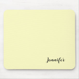 Pastel Yellow Personalised Modern Script Mouse Pad