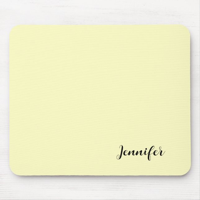 Pastel Yellow Personalised Modern Script Mouse Pad (Front)