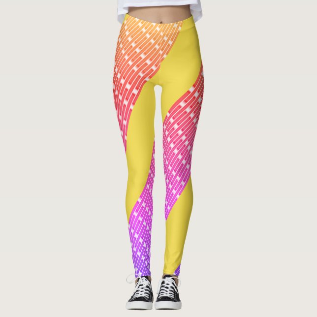 Pastel Yellow Pink Leggings Long (Front)