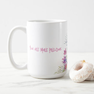 pastel yellow pink white florals coffee mug