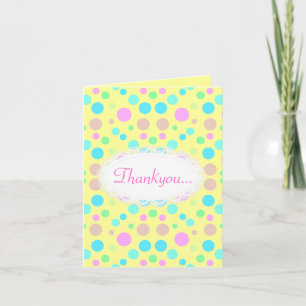 PASTEL YELLOW POLKA DOT ALL OCCASION THANK YOU CAR CARD