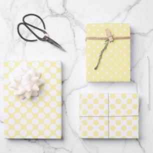 Pastel Yellow Polka Dot  Wrapping Paper Sheet