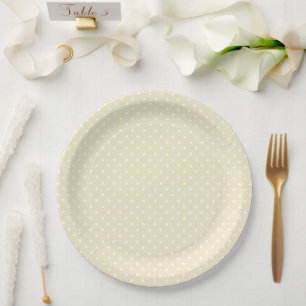 Pastel Yellow Polkadot Baby Shower Paper Plate