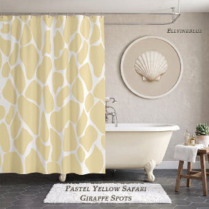Pastel Yellow Safari Giraffe Spots Bathroom Decor Shower Curtain