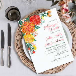 Pastel Yellow Spring Dahlia Rehearsal Dinner Invitation