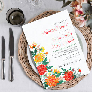 Pastel Yellow Spring Dahlia Rehearsal Dinner  Invitation