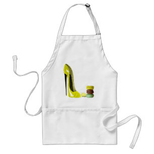 Pastel Yellow Stiletto and French Macaroons Art Standard Apron