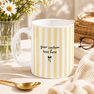 Pastel Yellow Stripes Custom Text Bow Coffee Mug