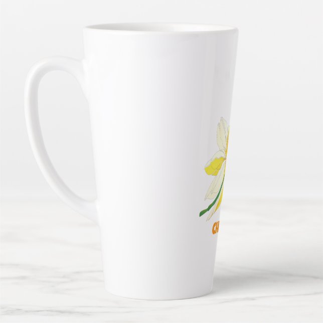 pastel yellow white florals latte mug (Left)