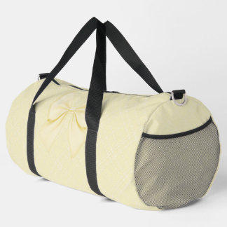 PASTEL YELLOW & WHITE PLAID PATTERN WITH BOW DUFFLE BAG