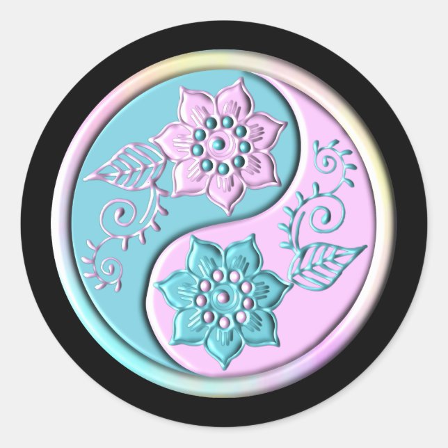Pastel Yin Yang Classic Round Sticker (Front)