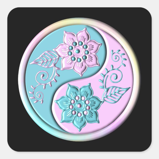 Pastel Yin Yang Square Sticker (Front)
