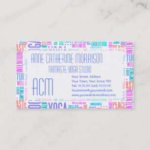Pastel Yoga Word Cloud Elegant Pattern Business Card