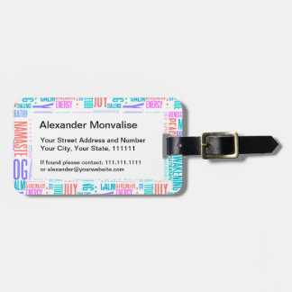 Pastel Yoga Word Cloud Elegant Pattern Luggage Tag