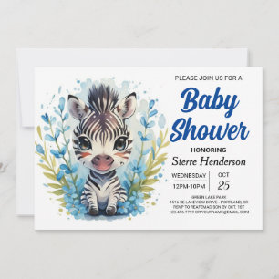 Pastel Zebra Safari Surprise Baby Shower Invitation