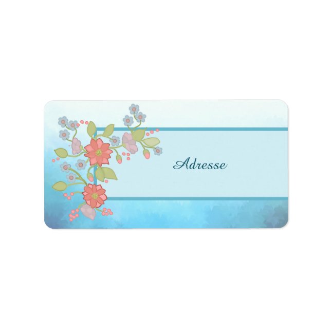 pastellblumen Adressaufkleber Label (Front)