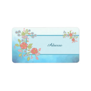 pastellblumen Adressaufkleber Label