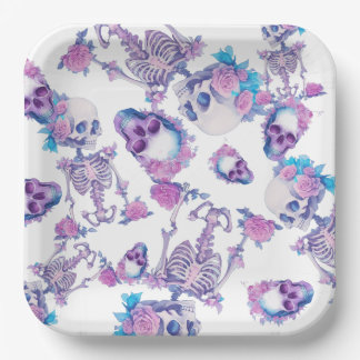 Pastelloween Skulls Paper Plate