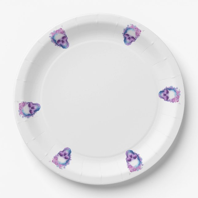 Pastelloween Skulls Paper Plate (Front)