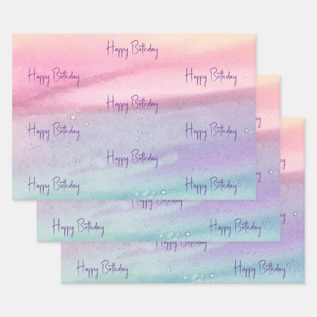 Pastels Birthday Wrapping Paper Sheet (Set)
