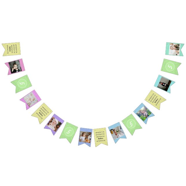 Pastels Happy Birthday to You Any Age 8 Photos Bunting (All)