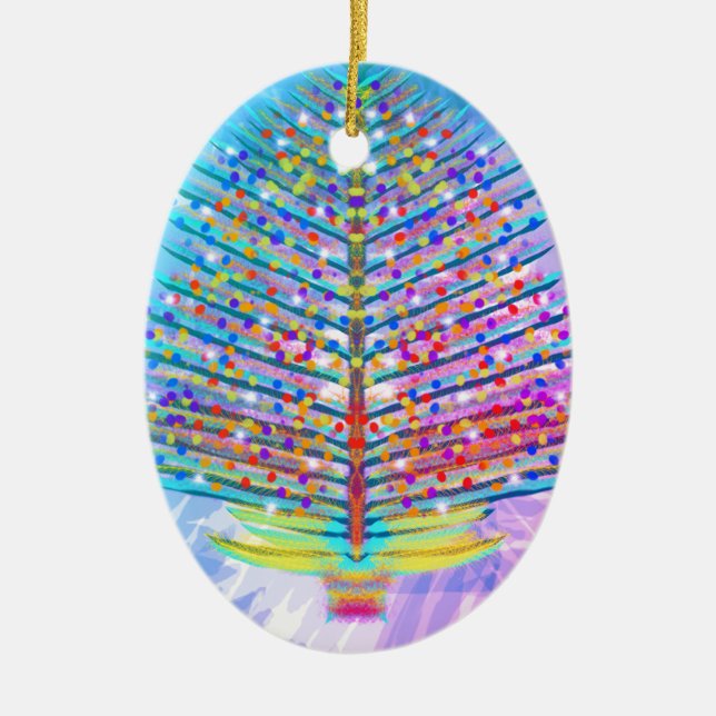 Pastels Holiday Tree Ceramic Ornament (Front)