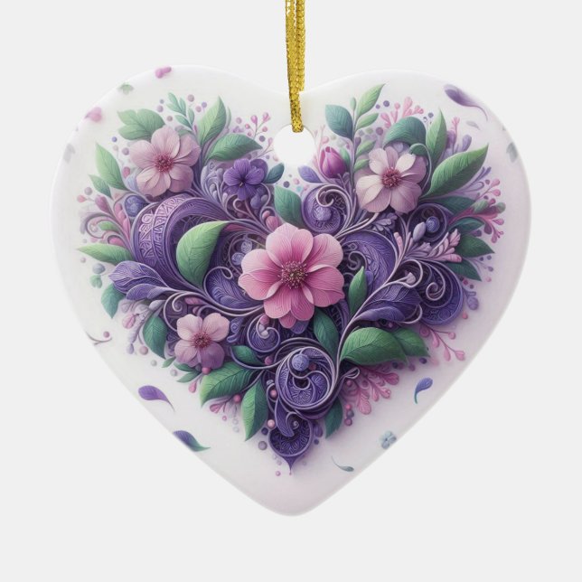 Pastels Scrolly Heart Ornament (Front)