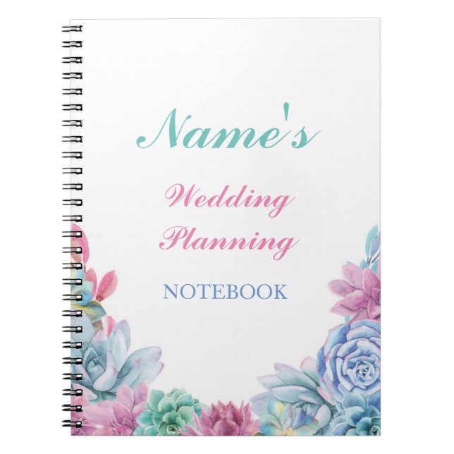 Pastels Succulents Notebook Wedding Planning Notes (Front)