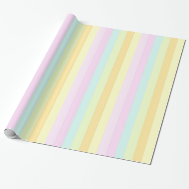 Pastels Vertical Stripes Wrapping Paper (Unrolled)
