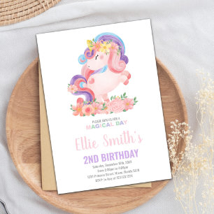 Pastil Colour Unicorn Birthday Invitations
