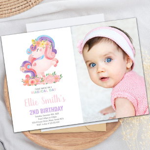 Pastil Colour Unicorn Birthday Invitations w photo