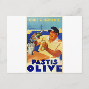 Pastis Olive - Comme a Marseille Postcard