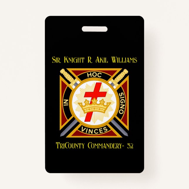 Pastmaster/ Knight Templar ID Badge (Back)