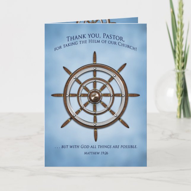 PASTOR APPRECIATION DAY, Ship's Wheel, Christian Card (Front)