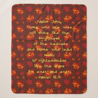 Pastor Appreciation Fall Leaves Scripture Sherpa Blanket