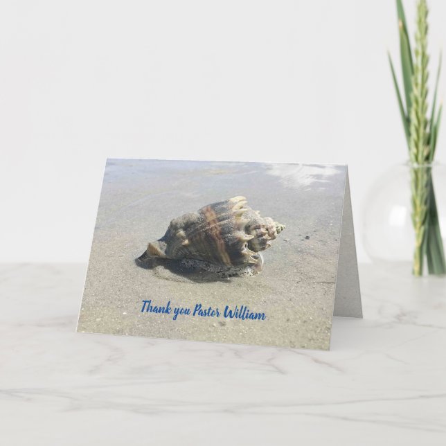 Pastor Appreciation Live Crown Conch Seashell Thank You Card (Front)