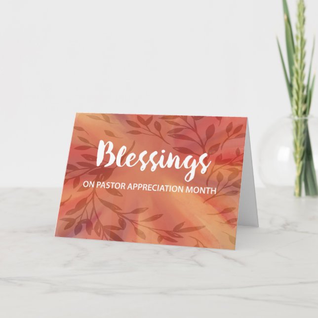 Pastor Appreciation Month Blessings Leafy Branches Card (Front)