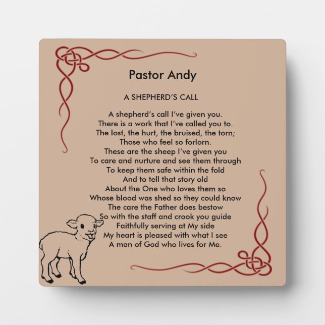 Pastor Appreciation Plaque With Personalised Name (Front)