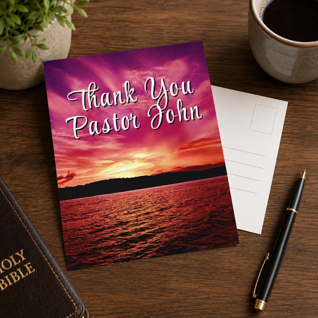 Pastor Appreciation Postcard | Ocean Pink Sunset (Creator Uploaded)