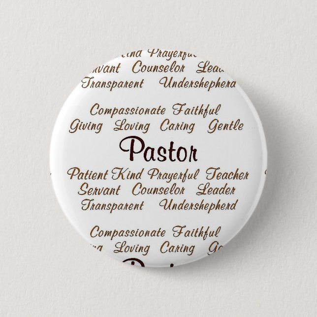 Pastor Attributes 6 Cm Round Badge (Front)