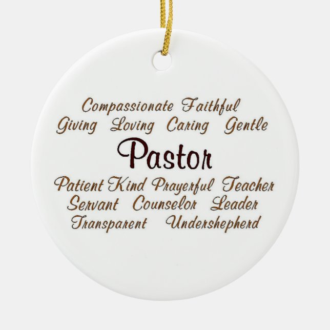 Pastor Attributes Ceramic Tree Decoration (Front)