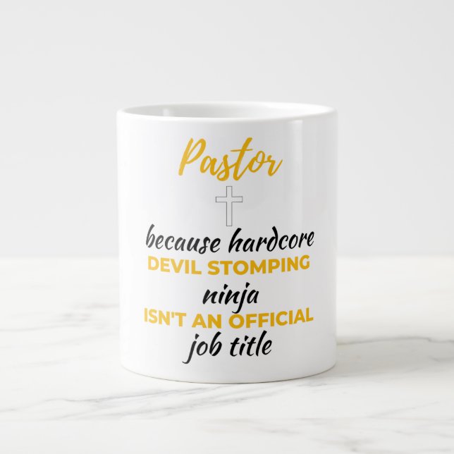 Pastor Because Hardcore Devil Stomping Ninja bl Large Coffee Mug (Front)