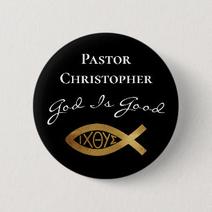 Pastor Christian Church God Is Good Ministry Black 6 Cm Round Badge