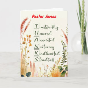 Pastor Clergy Appreciation Day Custom Name Thanks Card