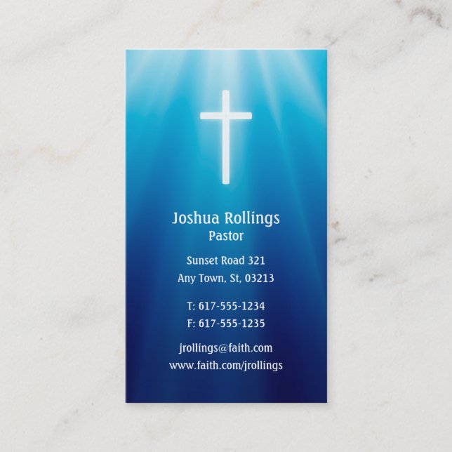 Pastor | Cross Elegant Business Card (Front)