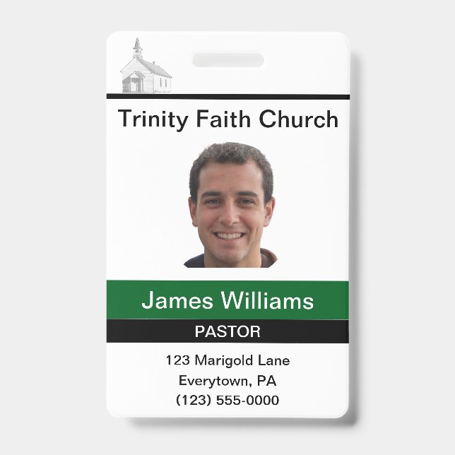 Pastor Custom Badge ID Badge (Front)