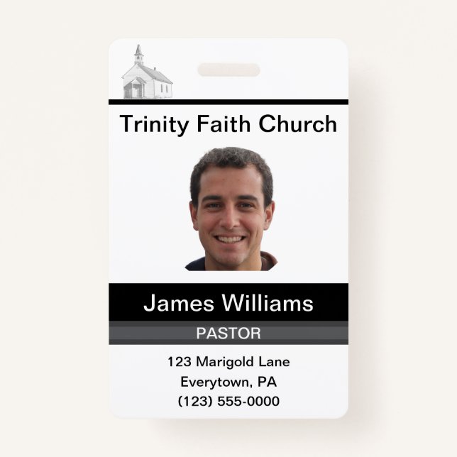 Pastor Custom Badge ID Badge (Front)