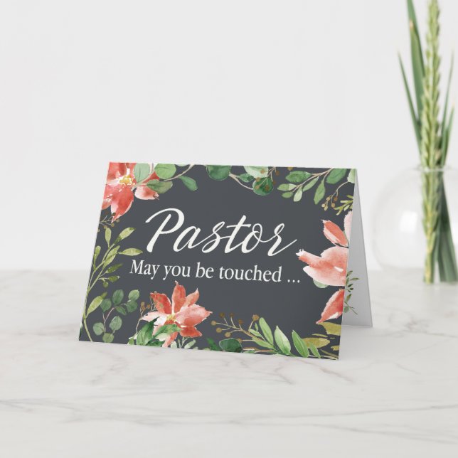 Pastor Get Well Greenery and Floral Frame Card (Front)